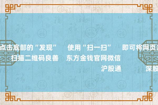 开云体育      点击底部的“发现”     使用“扫一扫”     即可将网页共享至一又友圈                            扫描二维码良善    东方金钱官网微信                                                                        沪股通             深股通             港