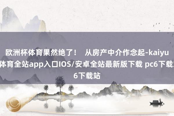 欧洲杯体育果然绝了！  从房产中介作念起-kaiyun体育全站app入口IOS/安卓全站最新版下载 pc6下载站